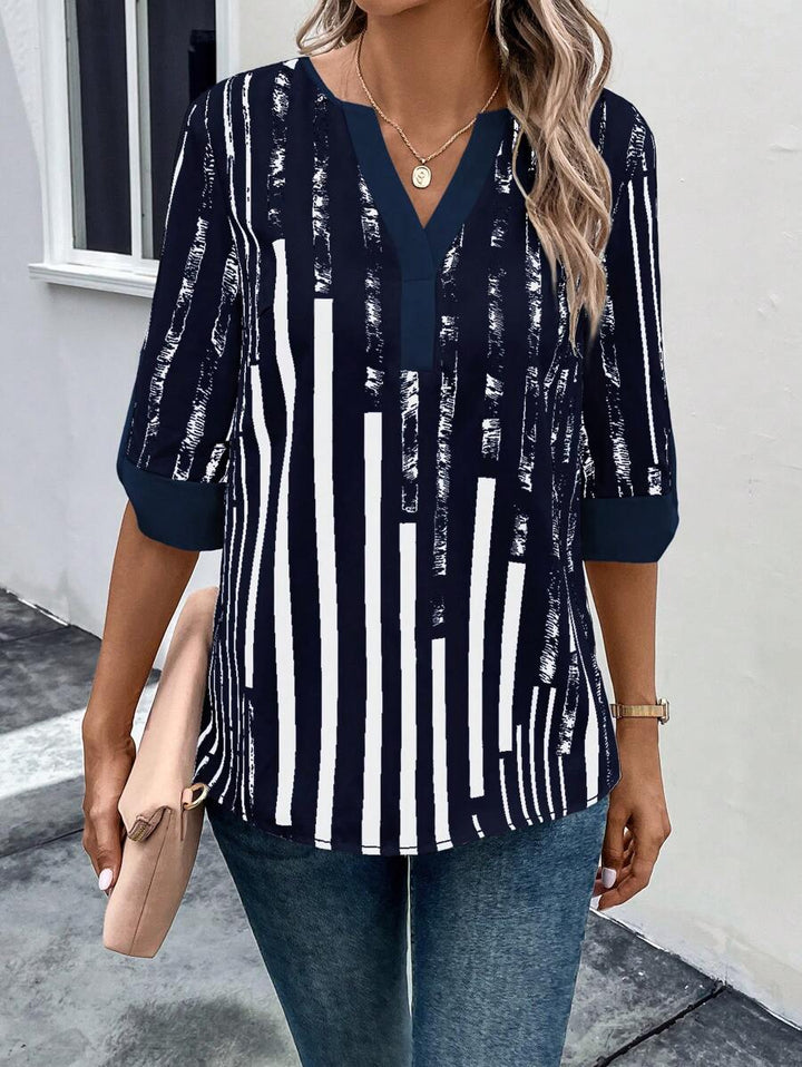 DAELYN™ | STRIPED BLOUSE WITH NOTCHED NECKLINE