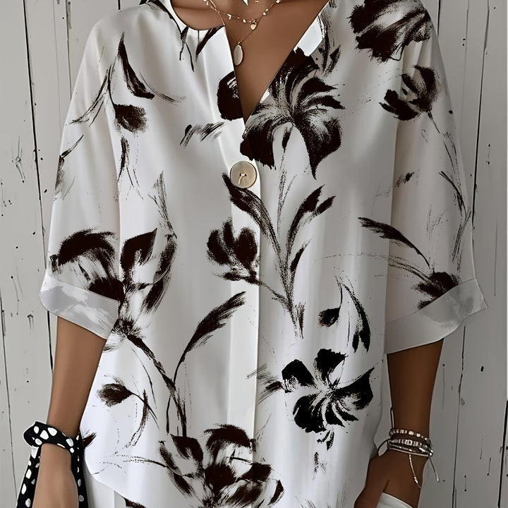 Selira™ | Watercolour Floral Long Sleeve Blouse
