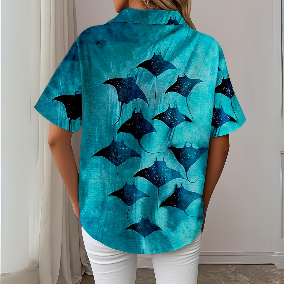 Marivienne™ | Watercolour Ocean Print Shirt