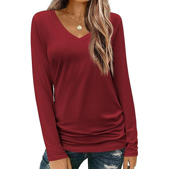 Lorena™ | Classic V-Neck Long Sleeve Top
