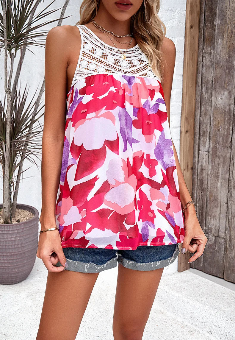 Elvianne™ | Watercolour Floral Patchwork Blouse